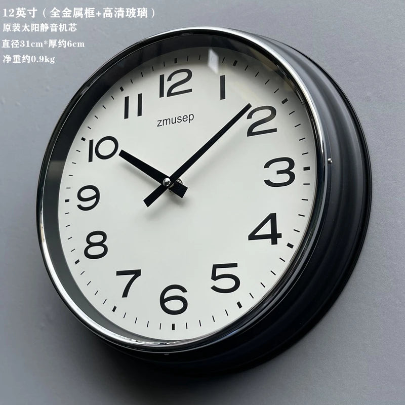 Horloge Mural Vintage Vert Olive Métal Silencieuse Décorative Simple