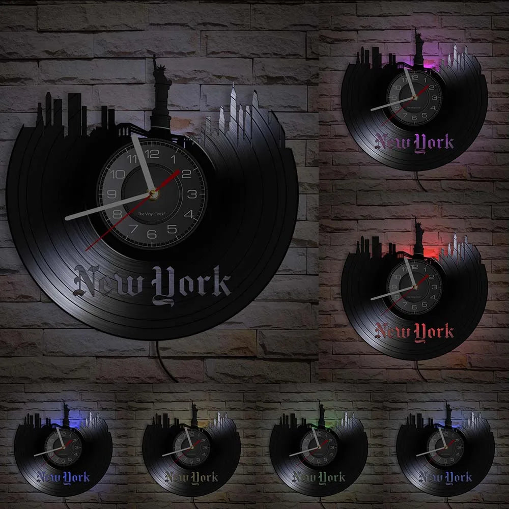 Horloge Mural Brooklyn Bridge New York Vintage Vinyle Déco