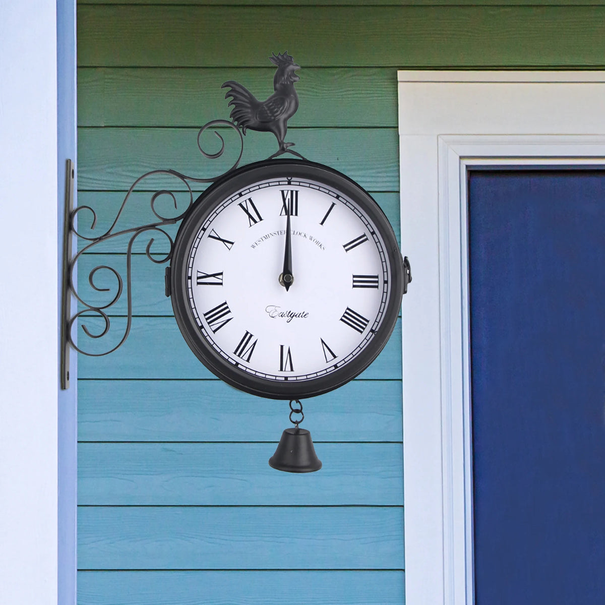 Horloge Mural Vintage Double-Face Intérieur Extérieur Élégante