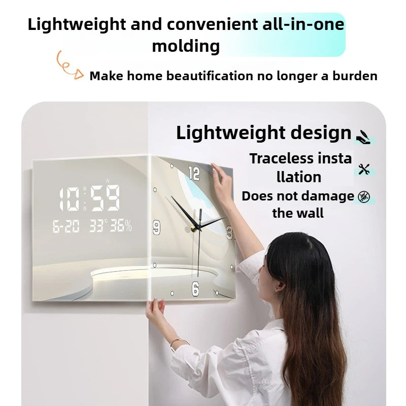 Horloge Mural d'Angle Acrylique Double Face Design Luxe