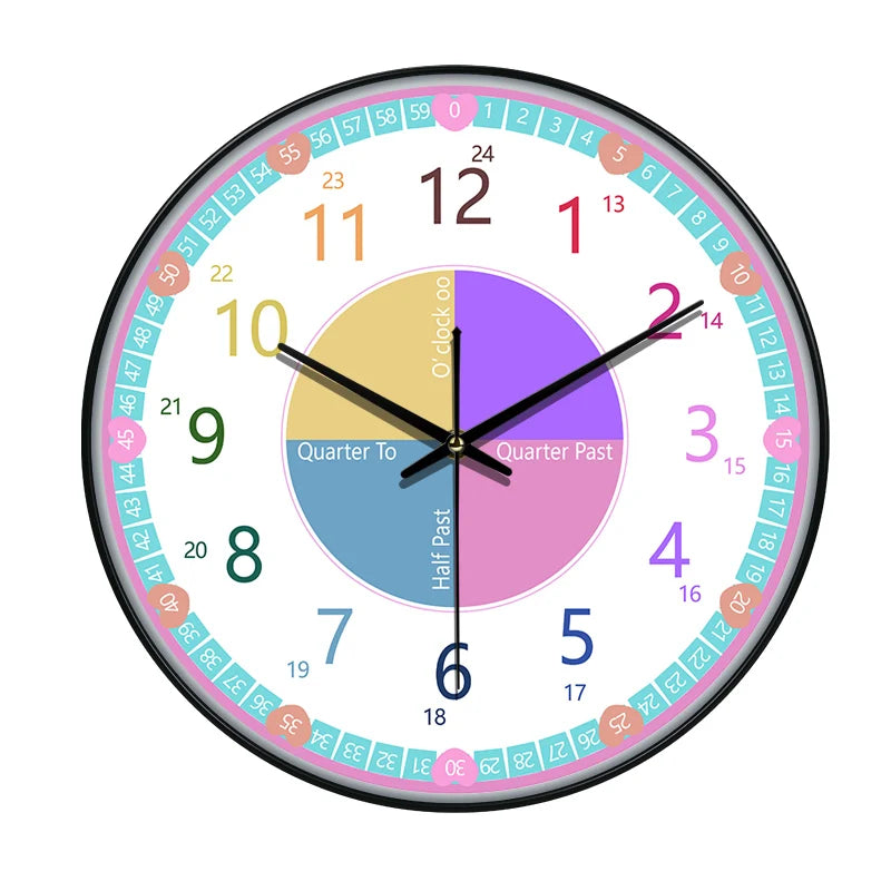 Horloge Murale Enfant Éducative Dessin Animé Colorée Décoration