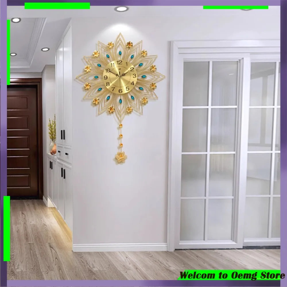 Horloge Mural Vintage Or Luxe Moderne Silencieuse Chic