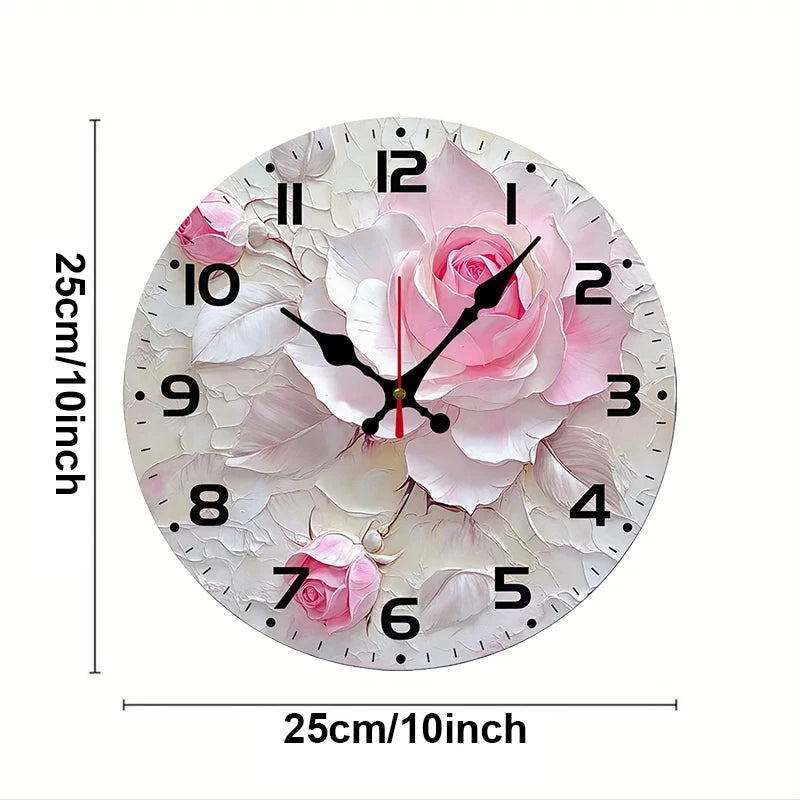 Horloge Mural Ronde Bois Rose Silencieuse Décoration
