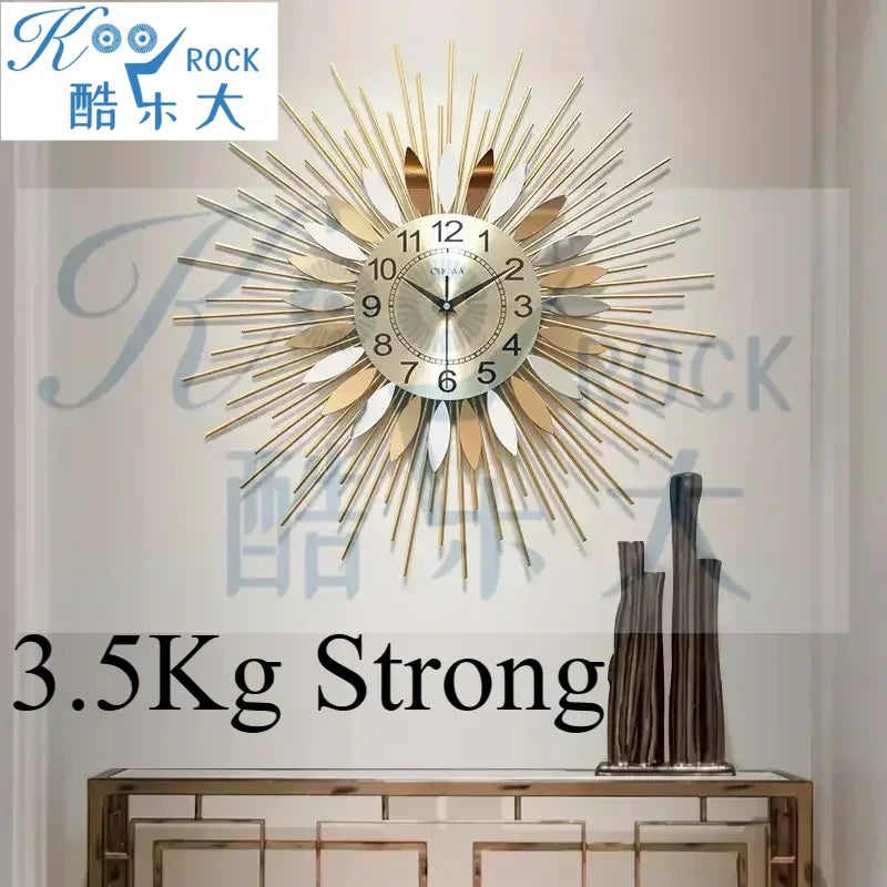 Horloge Murale Soleil Doré Flammes Espoir Prospérité