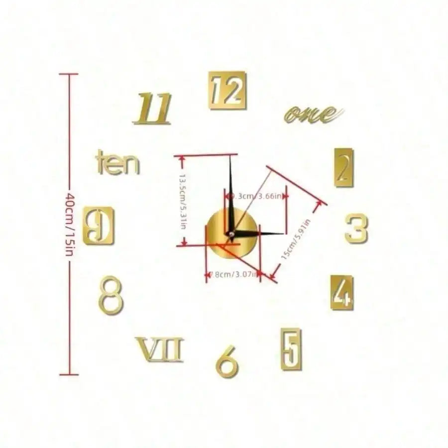 Horloge Mural 3D Lumineuse Géante Numérique DIY Silencieuse