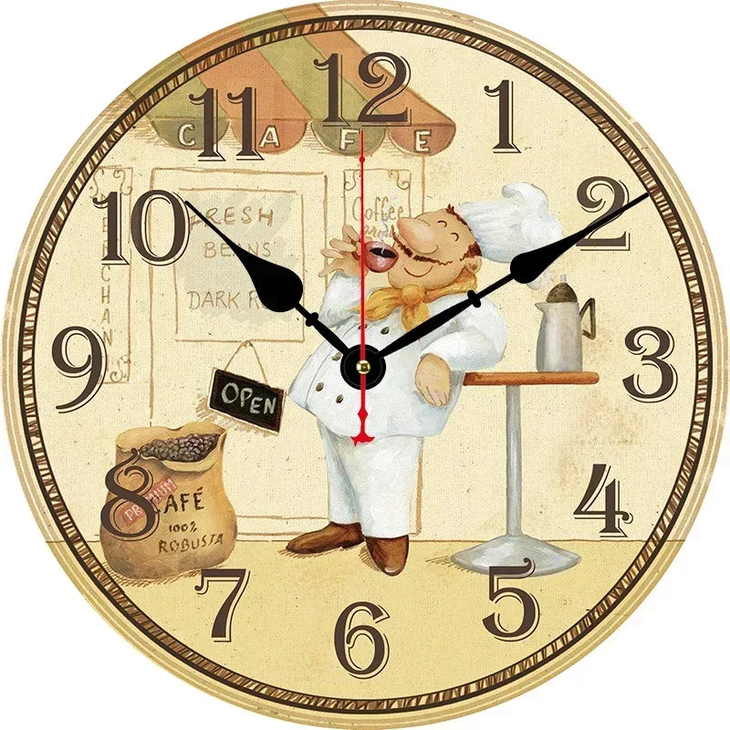 Horloge Murale Vintage Cuisine Chef Décoration